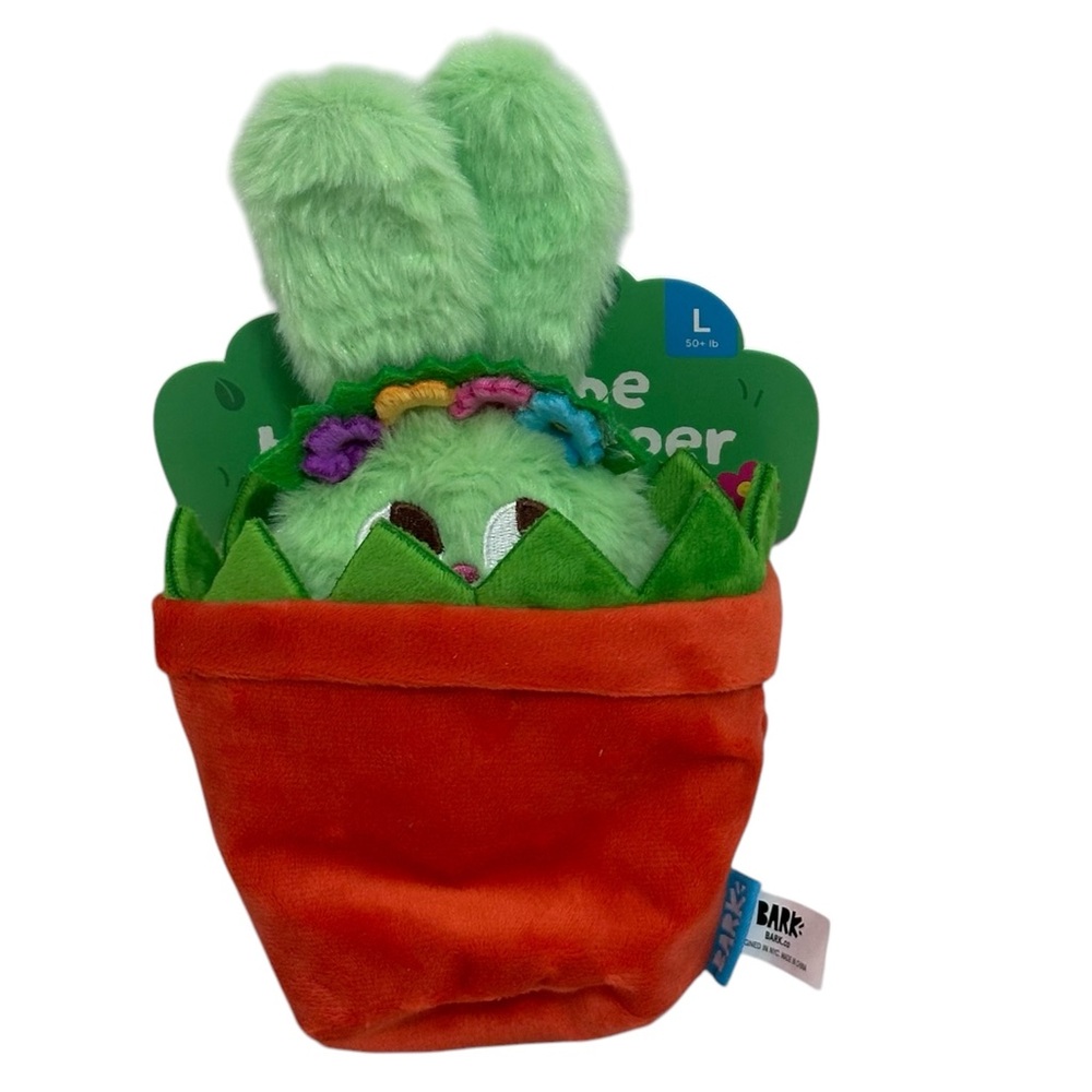 BARK Hana the Hippie Hopper Multi-Part Crinkle Squeaker Dog Toy Treat Trap